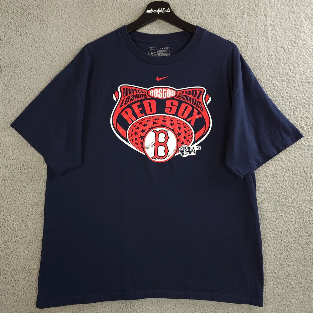 Boston Red Sox Shirt Mens Large Blue 2007 American League Champions Nike MLB Tee